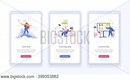 Business Technology Banner Screen Online Blogs. Web Slides Templates For Video Travel Tips And Enews