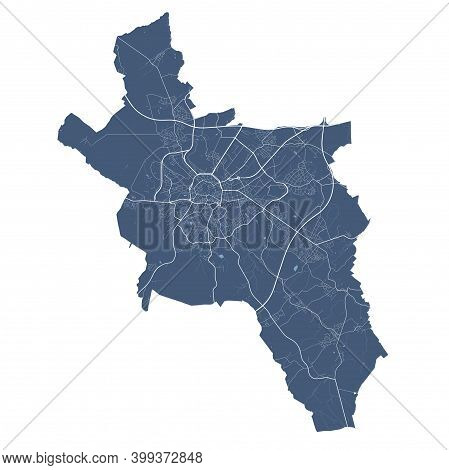 Aachen Map. Detailed Vector Map Of Aachen City Administrative Area. Cityscape Poster Metropolitan Ar