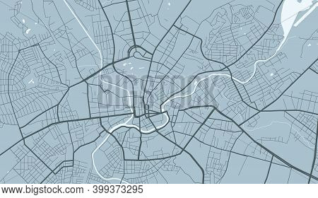 Urban City Map Of Kharkiv. Vector Illustration, Kharkiv Map Grayscale Art Poster. Street Map Image W