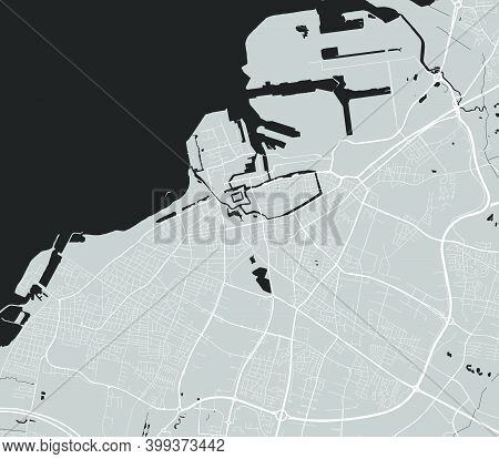 Urban City Map Of Malmo. Vector Illustration, Malmo Map Grayscale Art Poster. Street Map Image With 