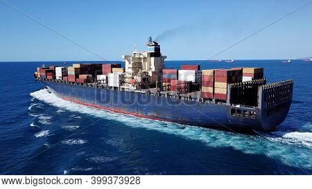 Ulcv Fully Loaded With Freight Container. Ultra-large Container Vessel.