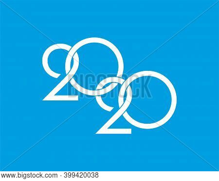 Greeting Card 2020 Fonts Flyer. Color Of Date 2020 New Year View From Above Banner. Celebrate Brochu