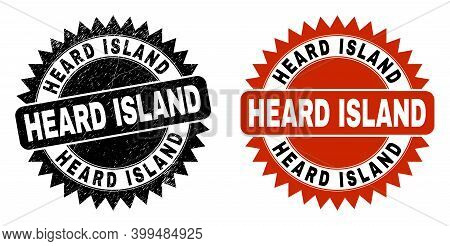 Black Rosette Heard Island Seal Stamp. Flat Vector Grunge Seal With Heard Island Caption Inside Shar