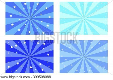 Sun Texture. Vector Set. Sun Icon Set. Vintage Hipster Blue Poster On Transparent Backdrop. Stock Im
