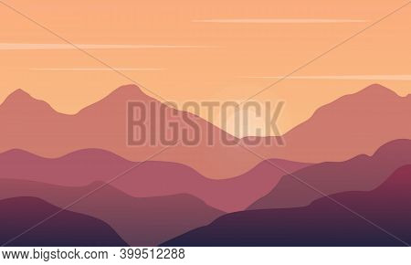 View Nice At Sunset On Afternoon. City Vector