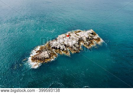 Aerial View Of The Muglins Lighthouse In County Dublin, Ireland