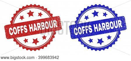 Rosette Coffs Harbour Stamps. Flat Vector Grunge Watermarks With Coffs Harbour Caption Inside Rosett