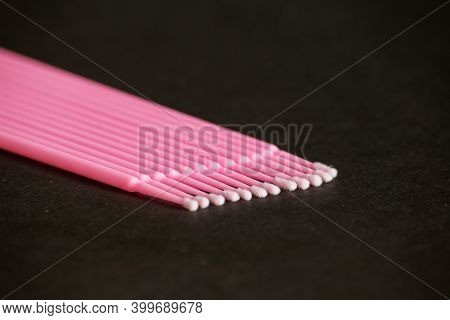 Pink Microbrushes - Material For Eyelash Extension. High Quality Photo