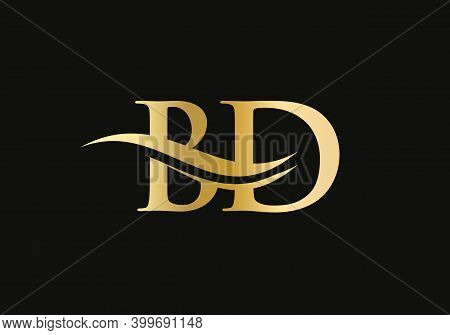 Swoosh Letter Bd Logo Design For Business And Company Identity. Creative Bd Letter With Luxury Conce