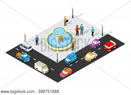 Isometric 3d Illustration Of The City Quarter With Houses