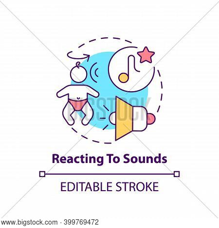Reacting To Sounds Concept Icon. Baby Hearing Noise And Parent Voice. Early Childhood Development Id