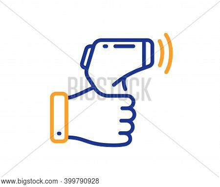 Electronic Thermometer Line Icon. Temperature Scanner Sign. Fever Measuring Symbol. Quality Design E
