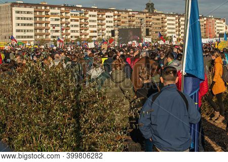 Prague, Czech Republic 11-19-2020. Czech Republic Celebrated 30th Years Of Velvet Revolution-transit