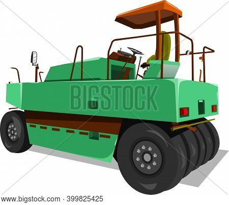 A Cartoon Version Of The Heavy Equipment Called The Pneumatic Tire Roller