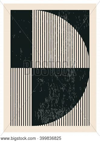 Minimal 20s Geometric Design Poster, Vector Template With Primitive Shapes