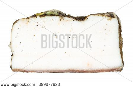 Slice Of Salo (salted Pork Fatback) With Garlic And Black Pepper Isolated On White Background