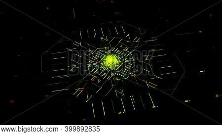 Futuristic Digital Intelligent High Speed Chip And Data Processing. Animation. Abstract Visualizatio