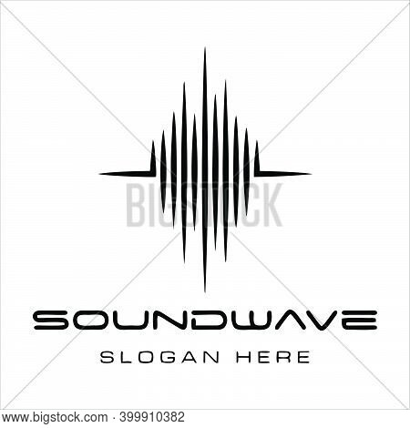 Sound Wave And Radio Flat Line Icon Set. Monochrome Simple Sound Wave On White Background. Editable 