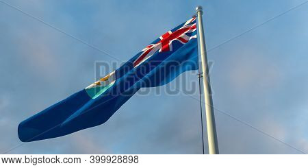 3d Rendering Of The National Flag Of The Anguilla