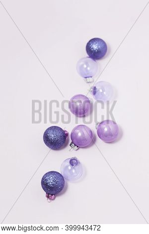Christmas Purple Ornament Minimal Diffirent Shapes Glitter