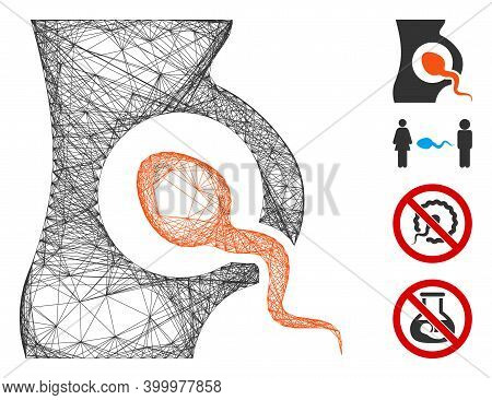 Vector Network Artificial Insemination. Geometric Linear Frame 2d Network Made From Artificial Insem