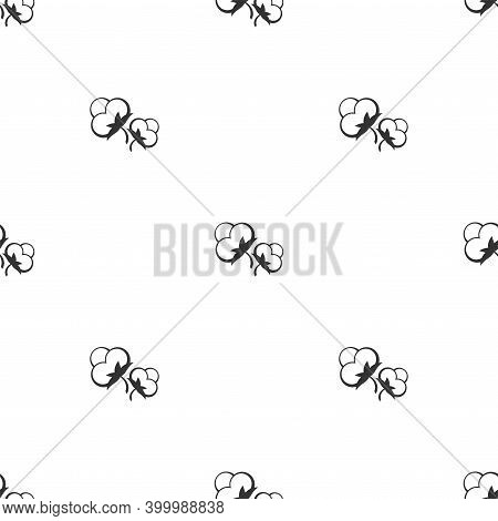 Cotton Seed Seamless Pattern On White Background. 100 Cotton -linear Ornamnet.