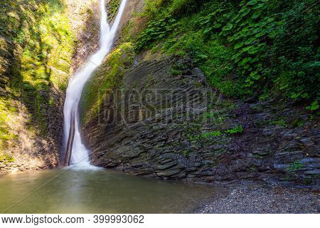 Russia. Sochi. Orekhovsky Waterfall On Bezumenks River - Natural Sight In The Neighborhood Of The Ci