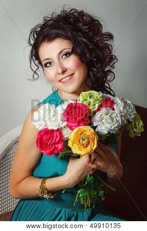 Girl And Flowers