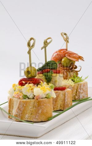 Spanish Cuisine. Tapas. Tray Of Montaditos.