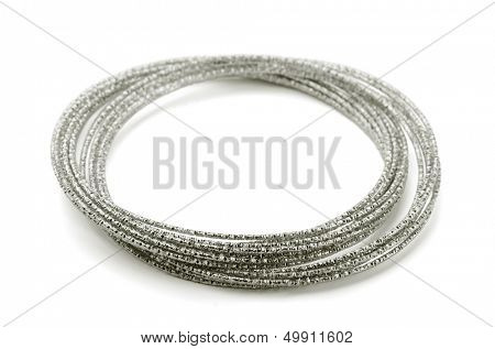 Sterling silver bangle rings isolated on white
