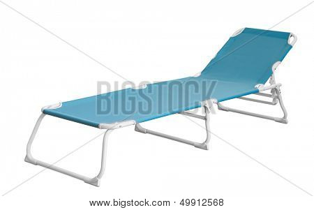 Blue camp cot isolated on white
