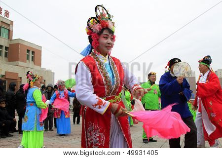 People Wear Colorful Clothes, Yangko Dance Performances In The Streets