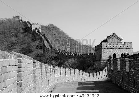 Great Wall in black and white in Beijing, China