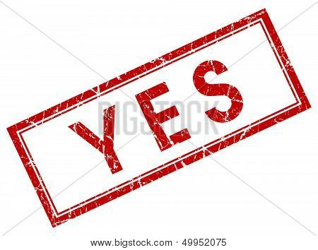 Yes Red Square Stamp