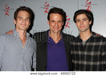 LOS ANGELES - AUG 24:  Greg Rikaart, Christian LeBlanc, Max Ehrich at the Young & Restless Fan Club Dinner at the Universal Sheraton Hotel on August 24, 2013 in Los Angeles, CA