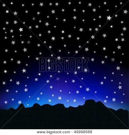Starry sky and mountain landscape