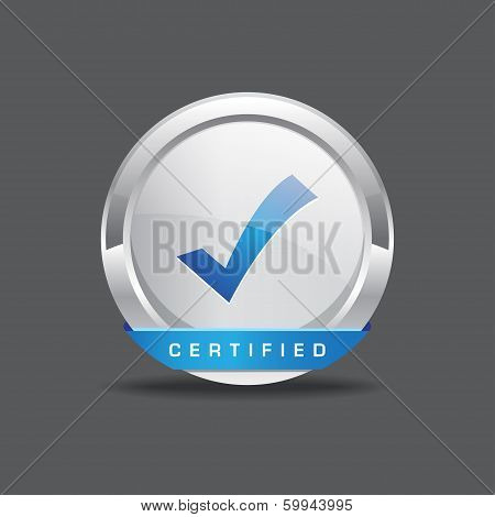 Certified Tick Mark Vector Icon Button
