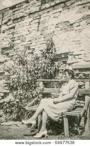 KOCK, POLAND, AUGUST 8, 1943 - Vintage photo of woman in hat