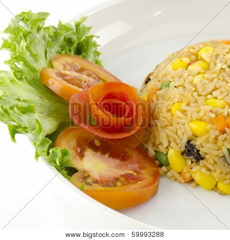 American Fried Rice Isolated On White