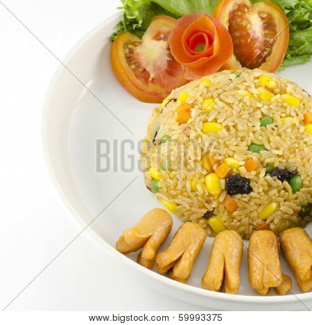 American Fried Rice Isolated On White
