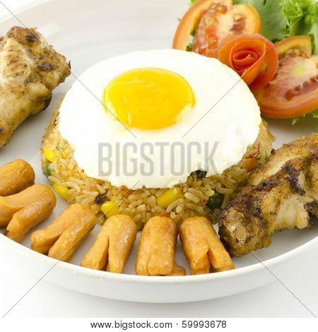 American Fried Rice Isolated On White
