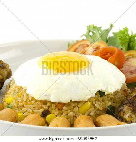 American Fried Rice Isolated On White