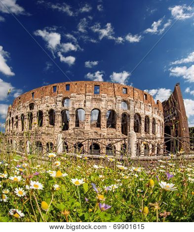 Famous landmark, old Colosseum in Rome, Italy