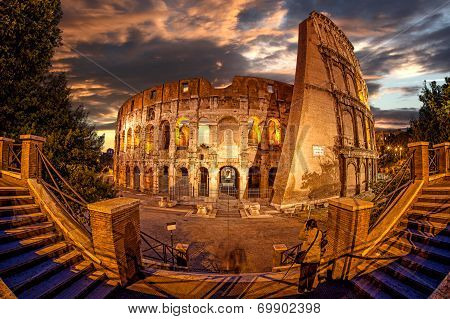 Famous landmark, old Colosseum in Rome, Italy