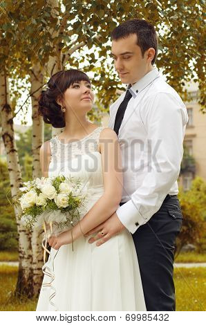 Bride and groom on their wedding day