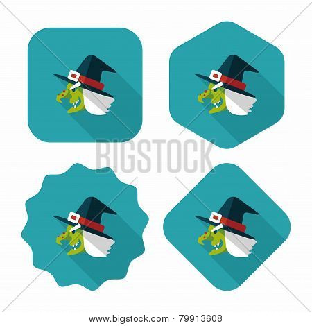 Witch Hat Flat Icon With Long Shadow,eps10