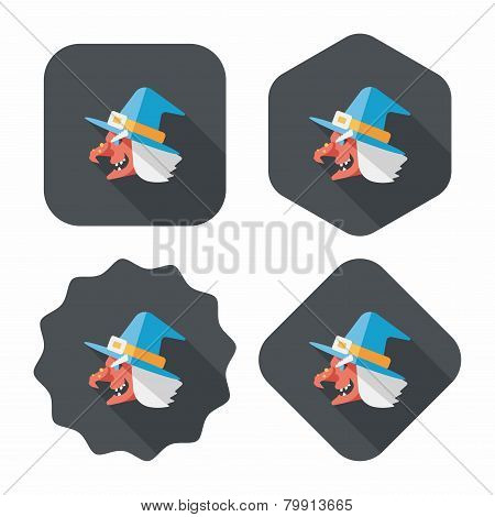 Witch Hat Flat Icon With Long Shadow,eps10