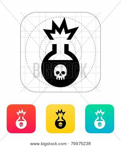 Florence flask with dangerous substance icon. Vector illustration.