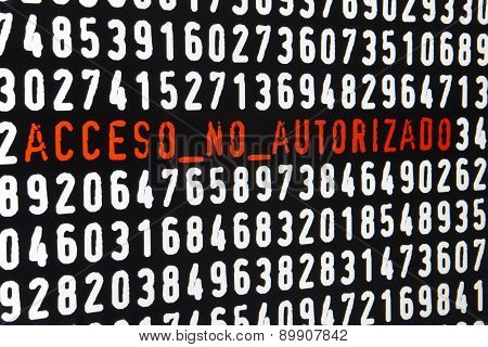 Computer Screen With access denied Text On Black Background