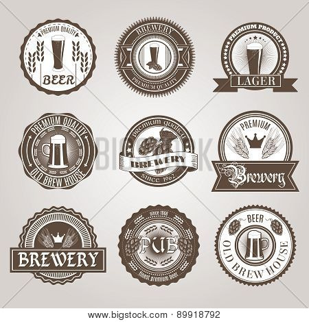 Beer labels set black